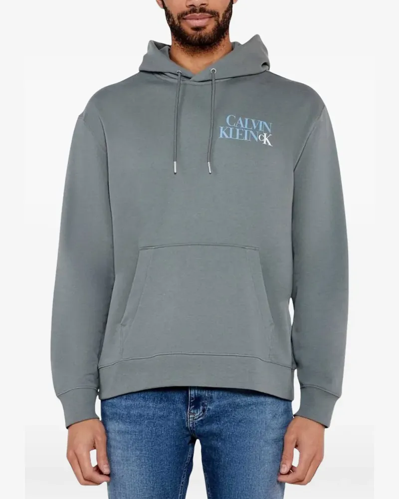 Calvin Klein logo-print drawstring hoodie - Grau Grau