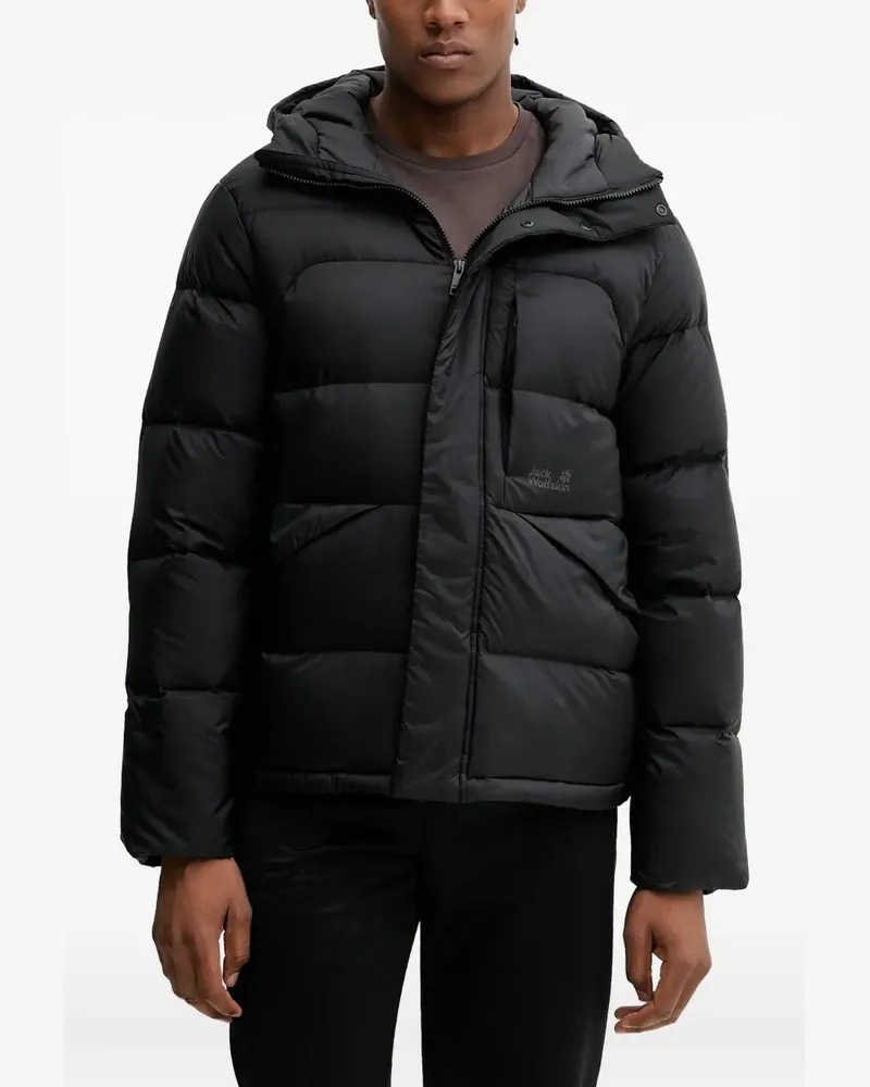 Jack Wolfskin Wattierte Icy Hill Kapuzenjacke - Schwarz Schwarz