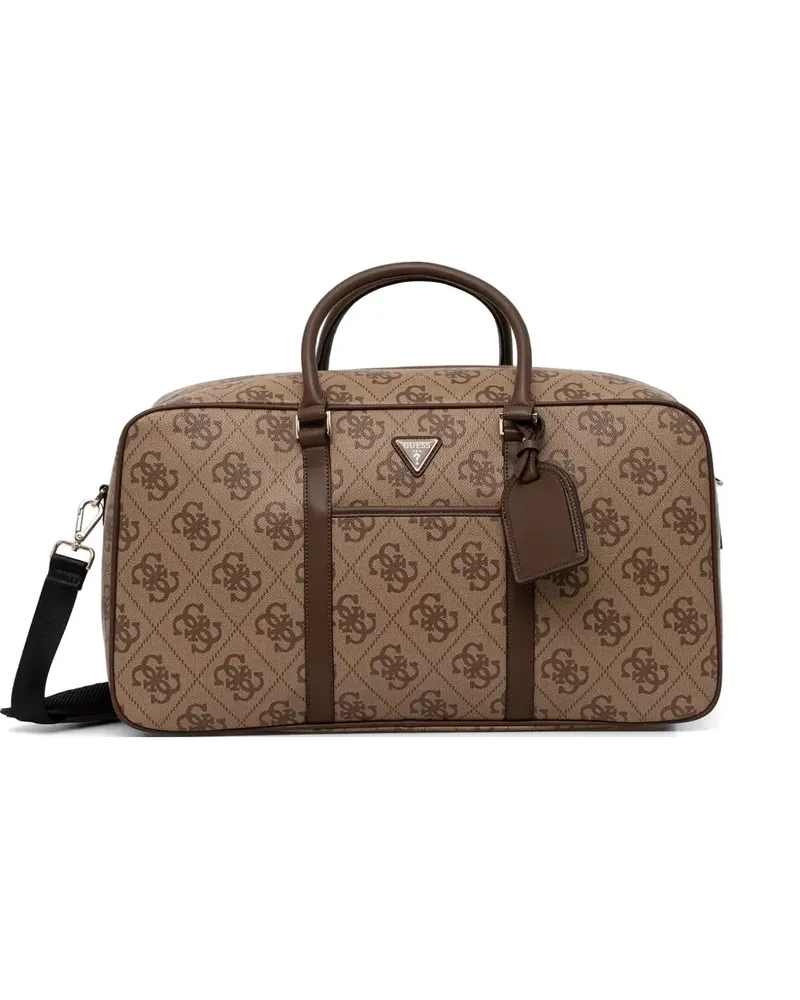 Guess Berta monogram-print logo-plaque luggge bag - Braun Braun