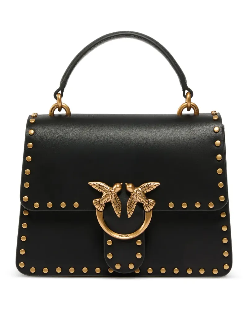 Pinko mini Love One Top Handle Light handbag in leather with mini studs - Schwarz Schwarz