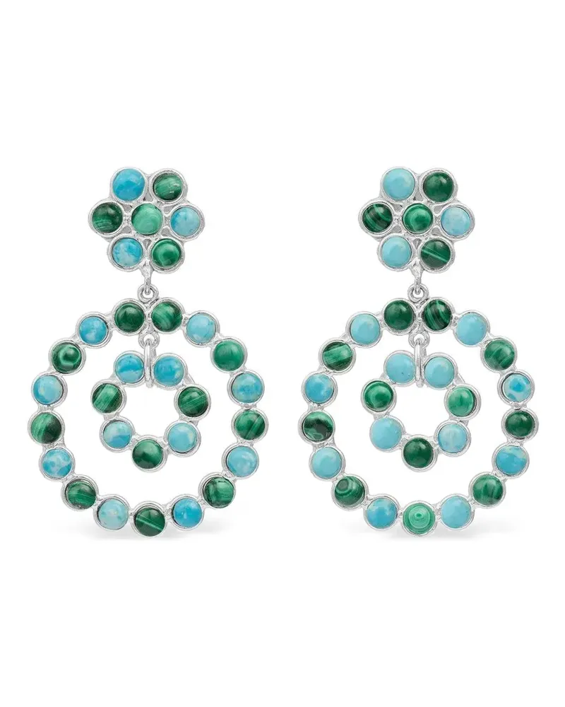 Sylvia Toledano Happy Flower Ohrringe mit Malachit und Larimar - Silber Silber