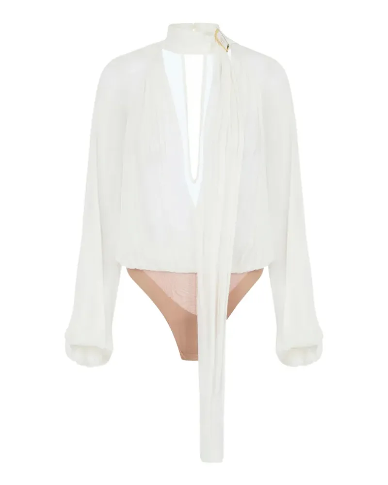 Elisabetta Franchi Body aus Kreppstoff mit Schärpe - Weiß Weiß