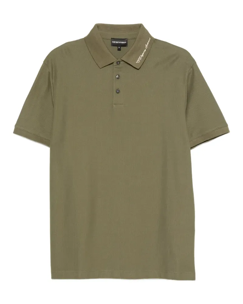 Emporio Armani logo-embroidered piqué polo shirt - Grün Grün