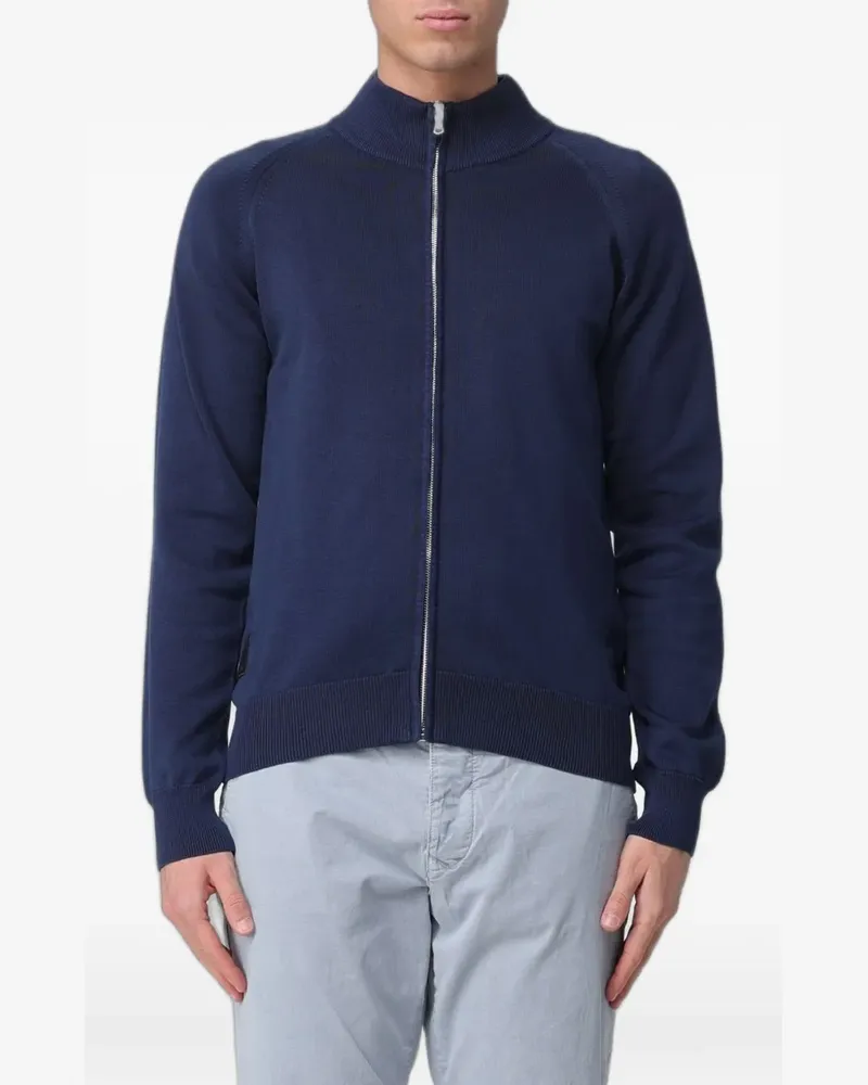 Blauer zip-up cotton cardigan Blau