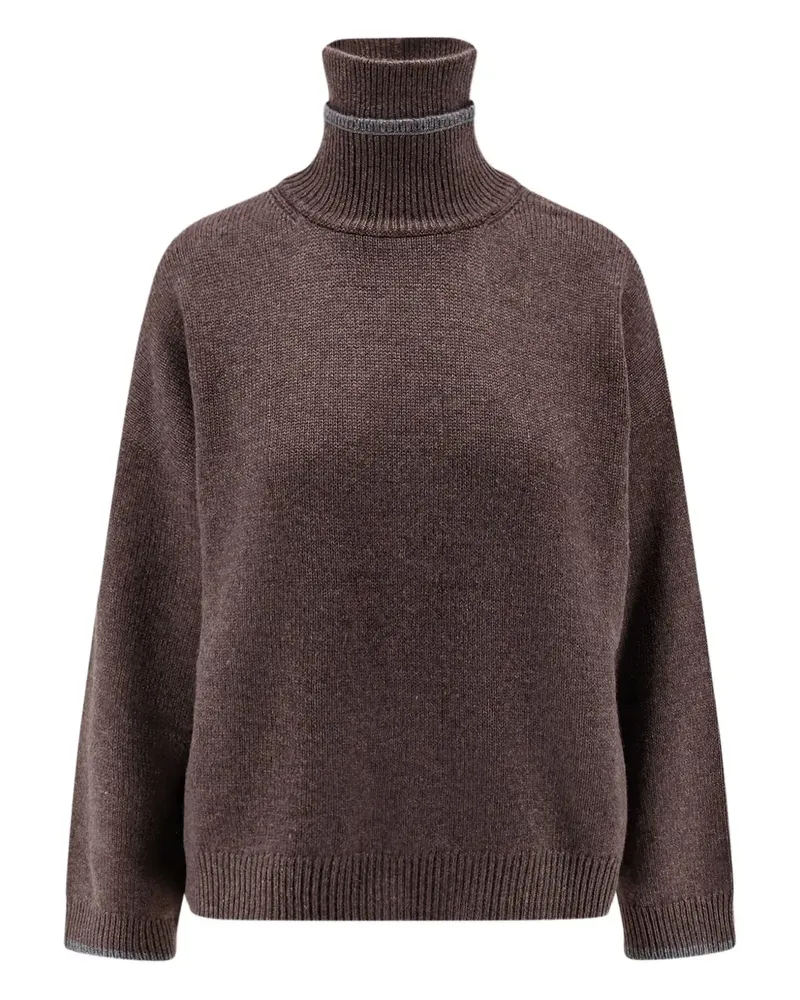 Brunello Cucinelli Verzierter Rollkragenpullover - Braun Braun