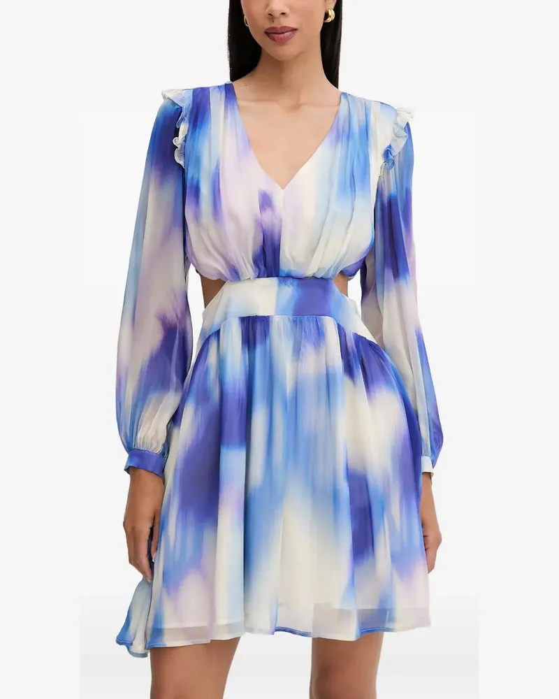 Morgan Kleid mit Volant - Blau Blau