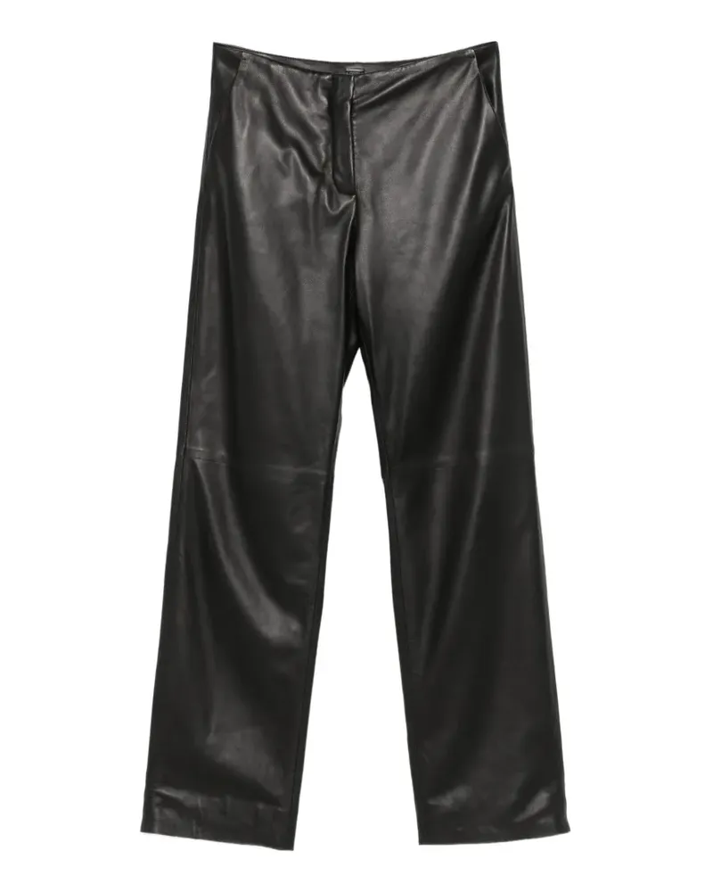 Totême Lederhose mit geradem Bein - Schwarz Schwarz