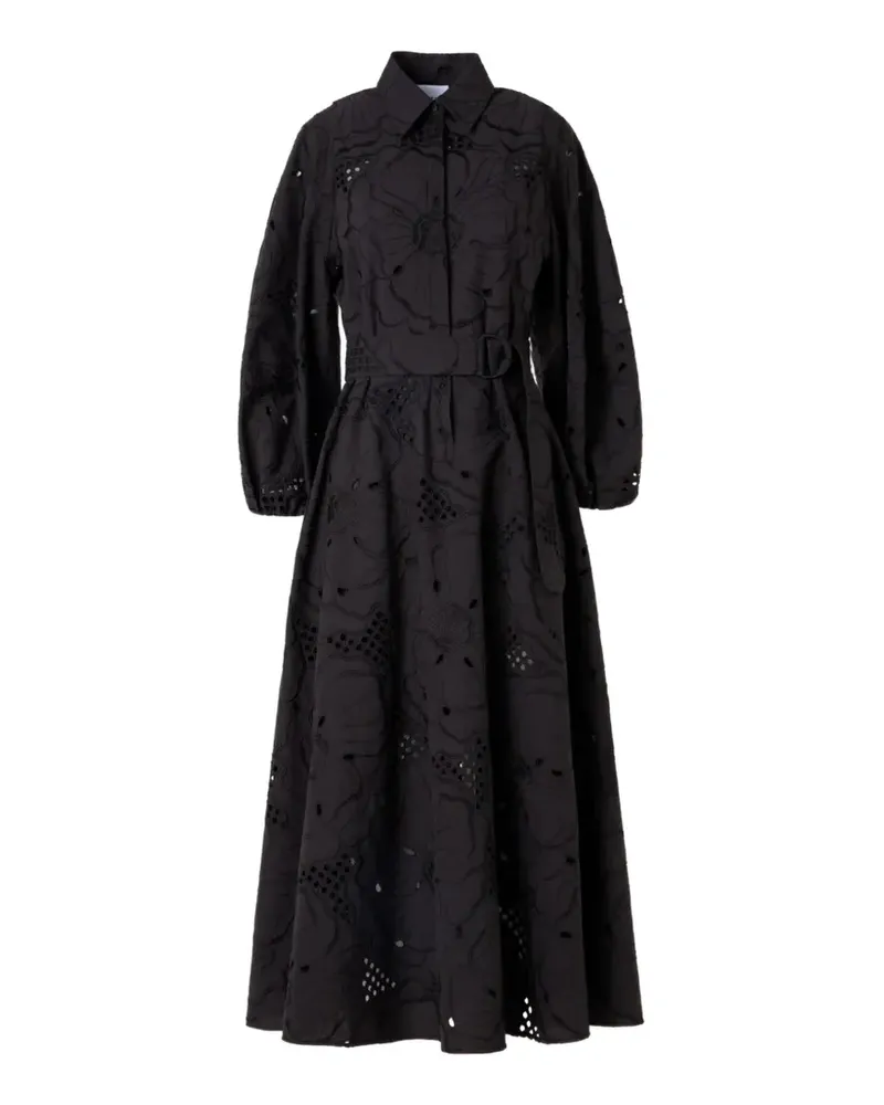 Akris broderie-anglaise belted midi dress - Schwarz Schwarz