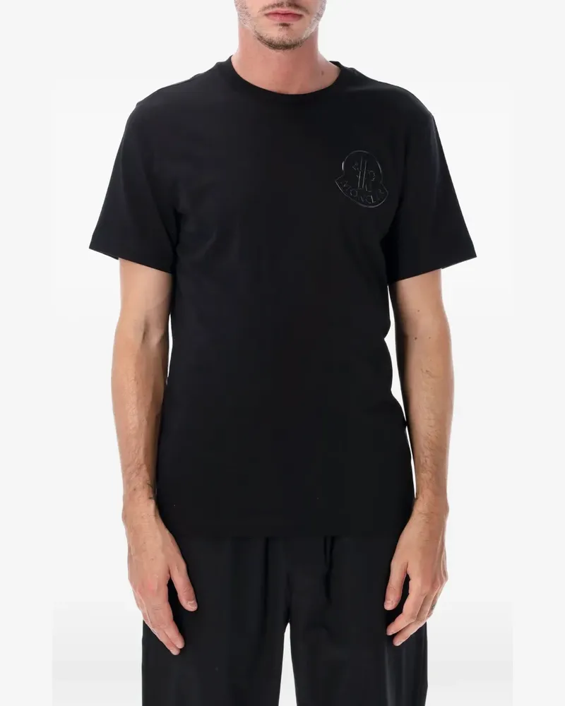 Moncler T-Shirt mit Logo-Patch - Schwarz Schwarz