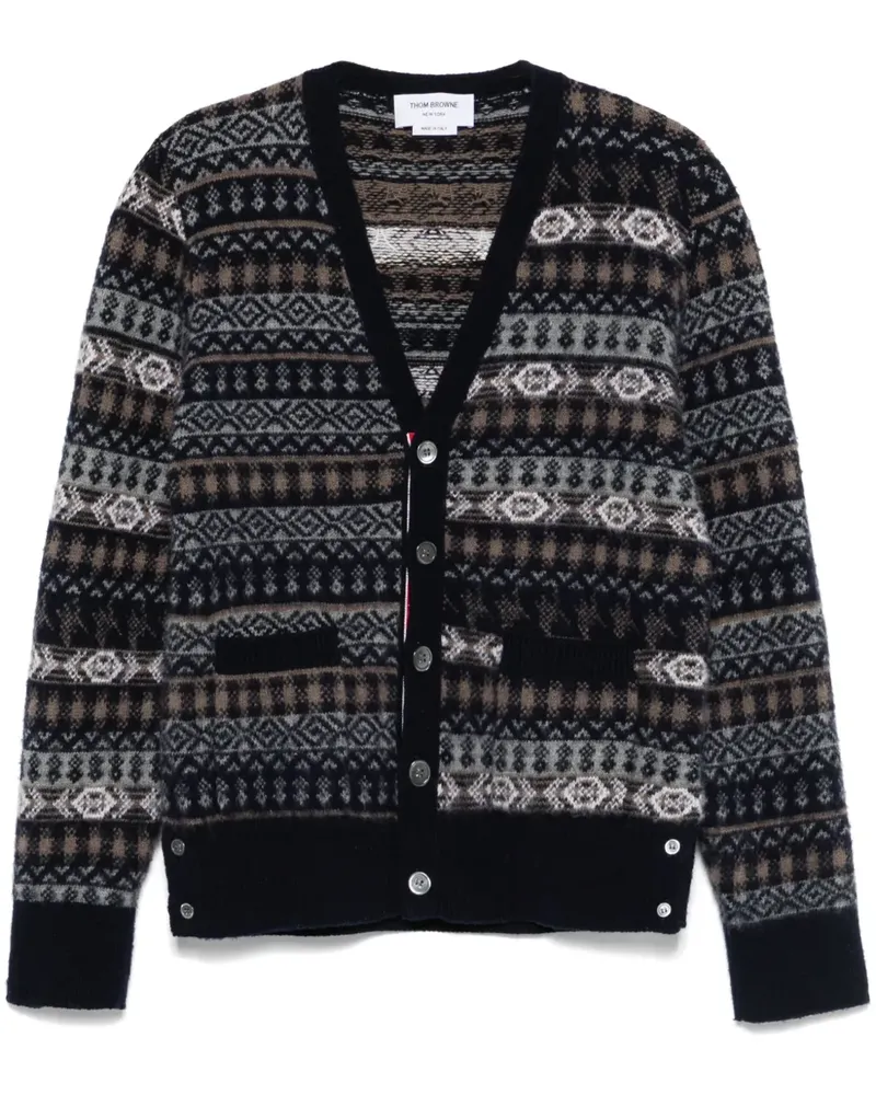 Thom Browne Cardigan mit Fair-Isle-Strickmuster - Blau Blau