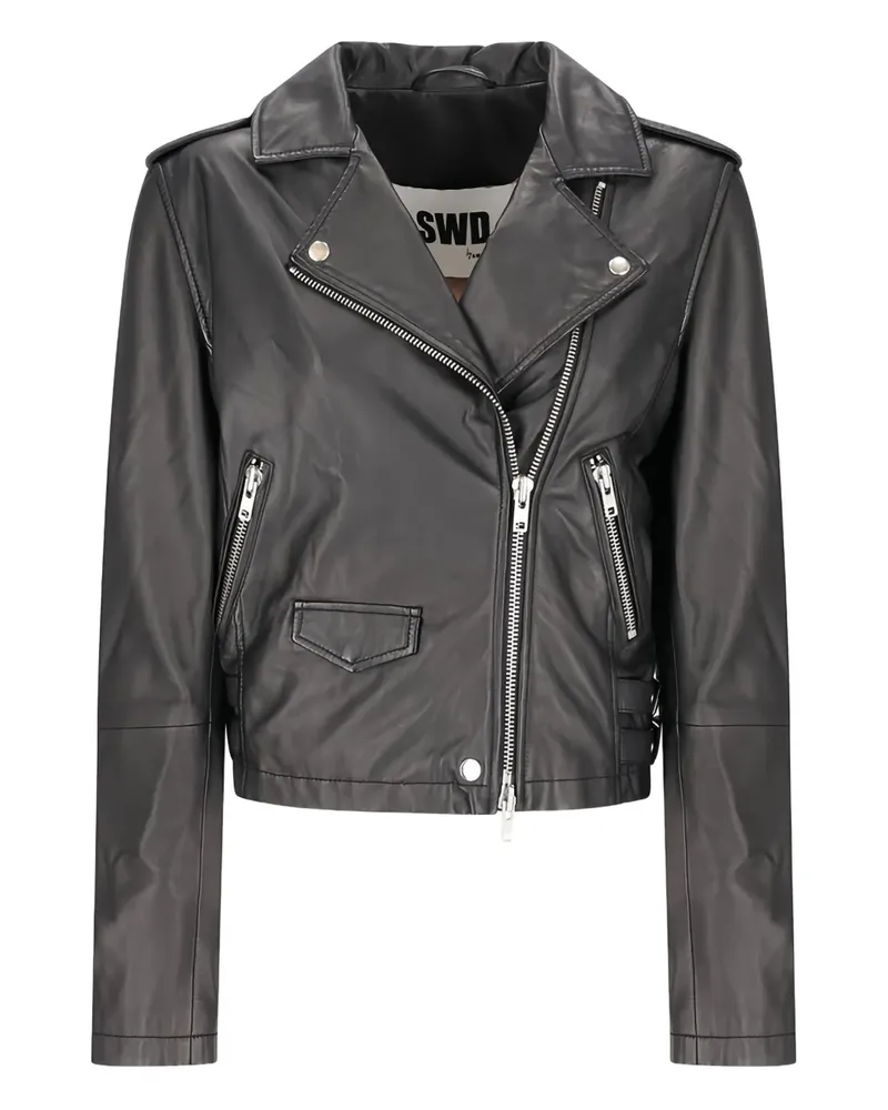 s.w.o.r.d 6.6.44 Lederjacke mit Reißverschluss - Schwarz Schwarz