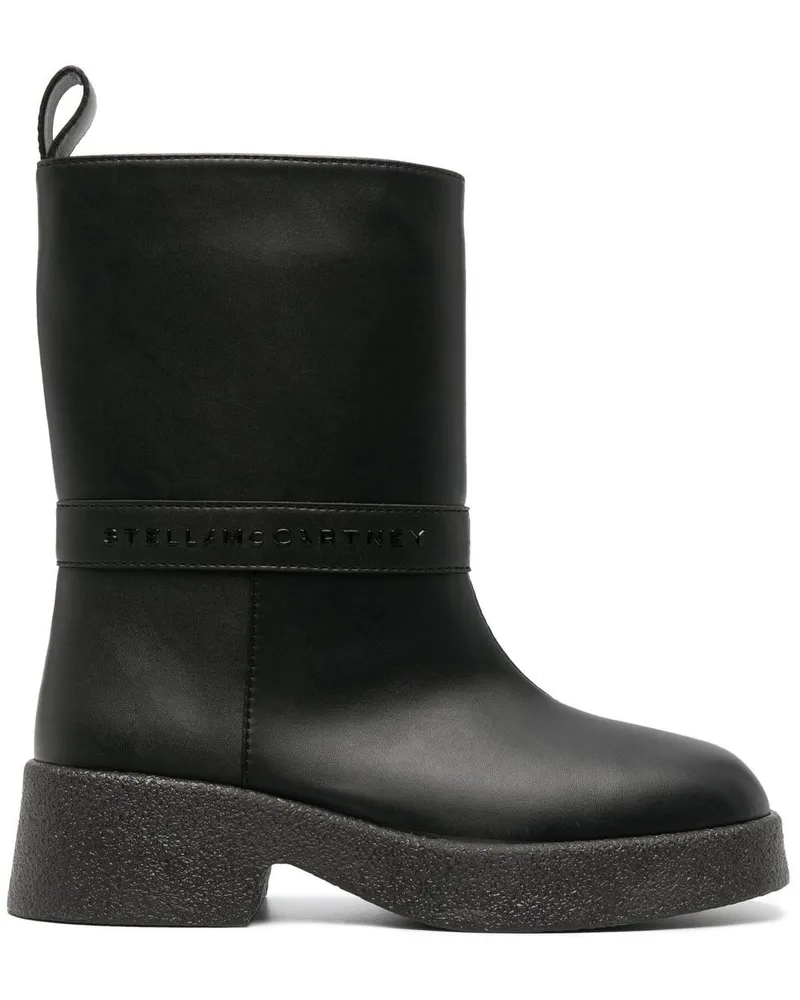 Stella McCartney Stiefeletten mit Logo-Schild Schwarz