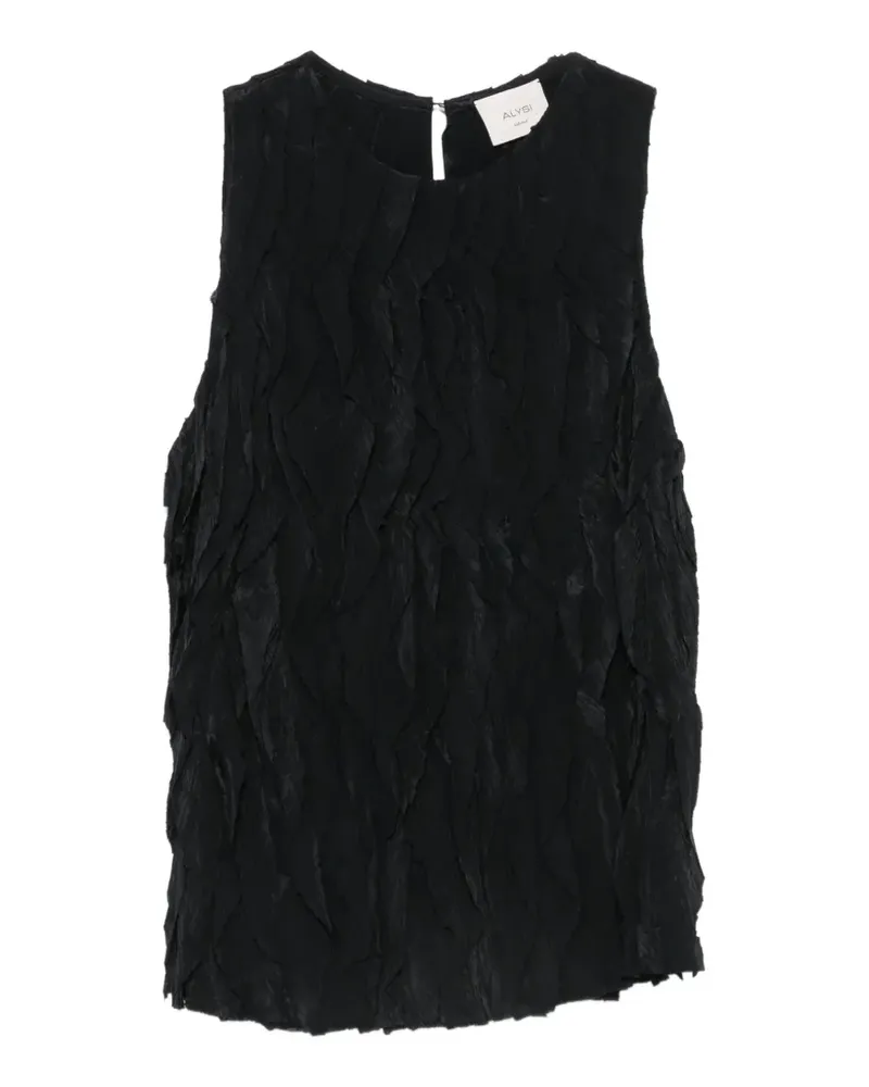 ALYSI Bluse mit Feder-Effekt - Schwarz Schwarz