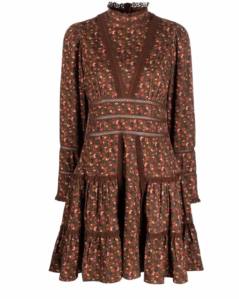 byTiMo Stufenkleid mit Blumen-Print - Braun Braun