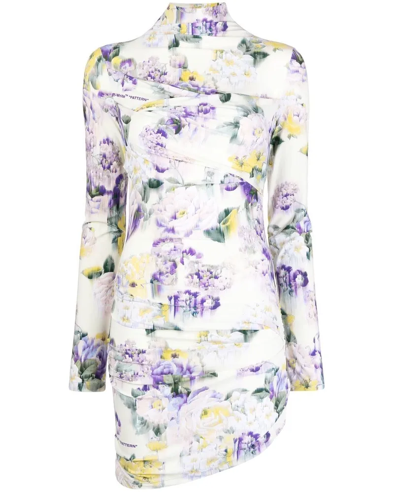 OFF-WHITE Drapiertes Kleid mit Blumen-Print - Grün Grün