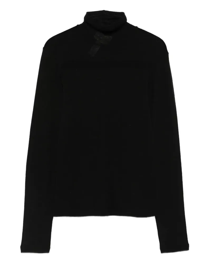forte_forte Fein gestrickter Pullover - Schwarz Schwarz