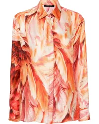 Roberto Cavalli Seidenhemd mit Print Orange