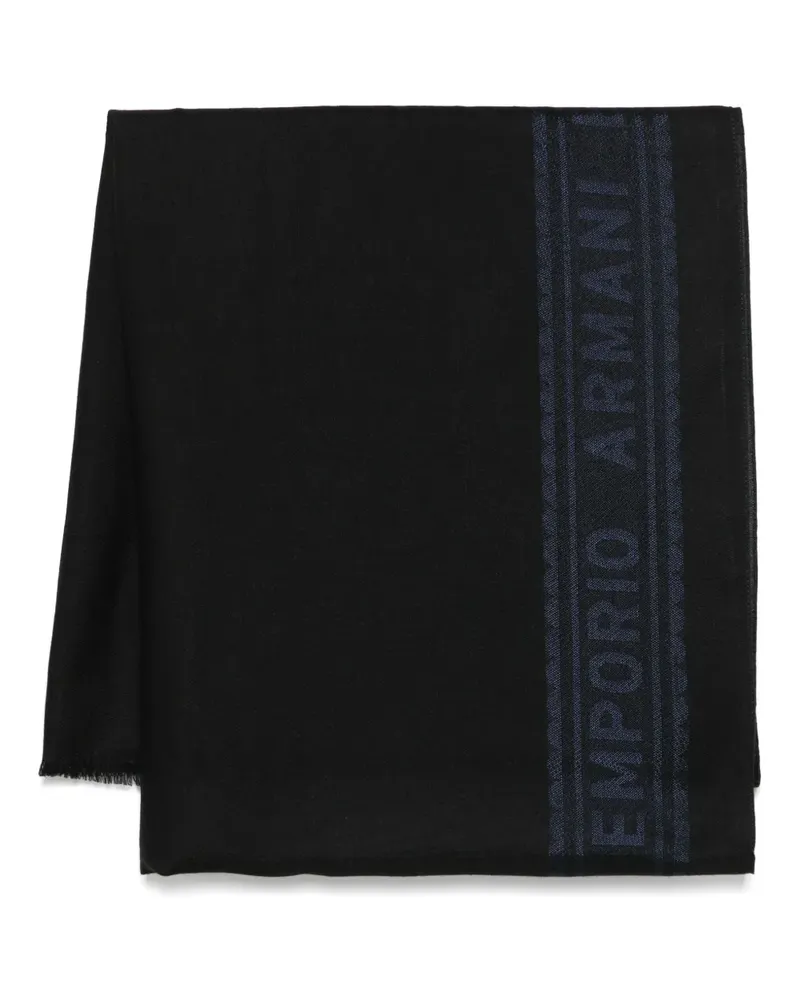 Emporio Armani Jacquard-Schal mit Logo - Schwarz Schwarz