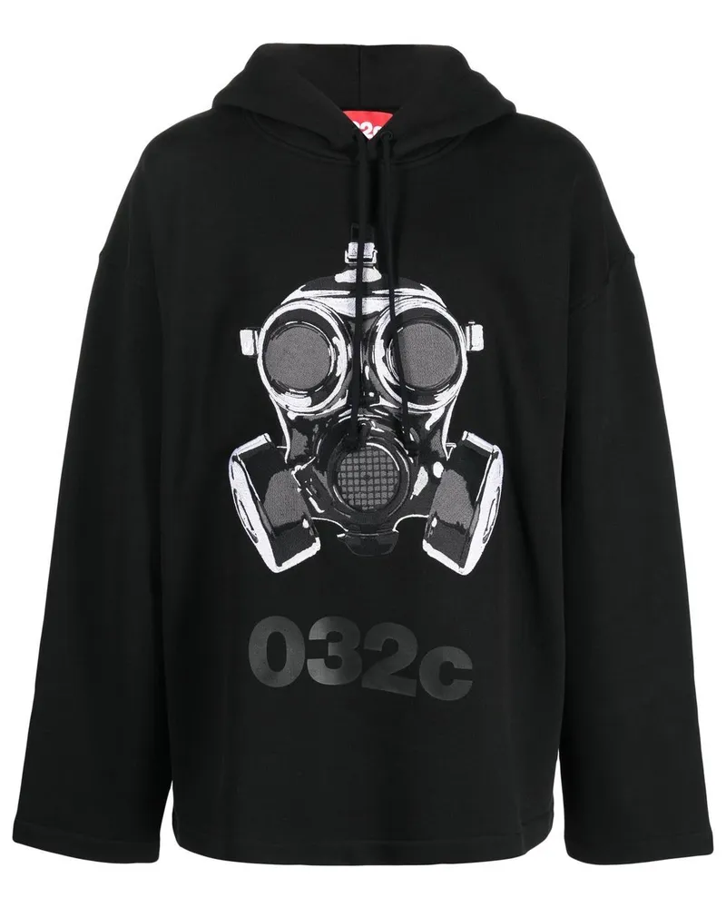 032c Hoodie mit tiefen Schultern - Schwarz Schwarz