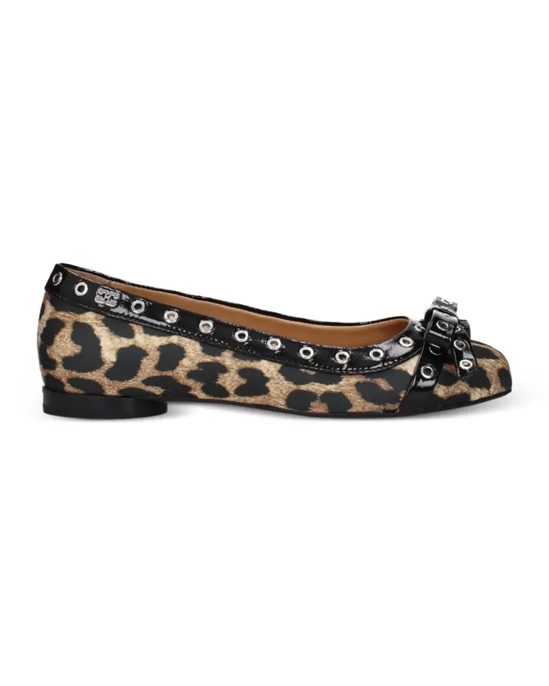 Ganni leopard-print ballet flats - Nude Nude