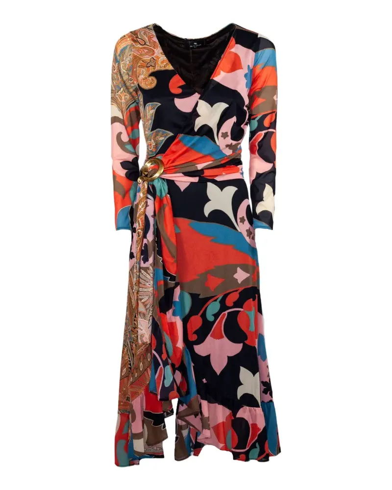Etro paisley-print buckled dress - Orange Orange