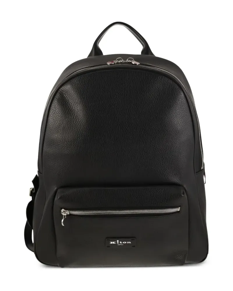 Kiton Leder-Rucksack mit Henkel - Schwarz Schwarz