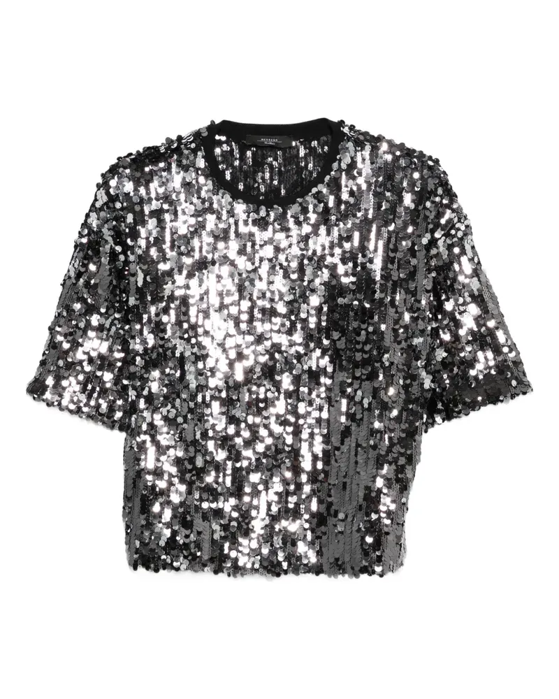 Max Mara Oberteil mit Pailletten - Schwarz Schwarz