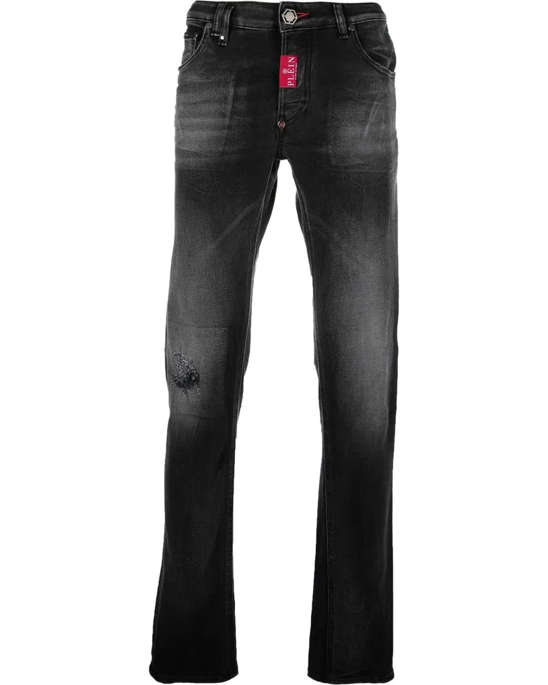 Philipp Plein Skinny-Jeans mit Logo-Schild - Grau Grau