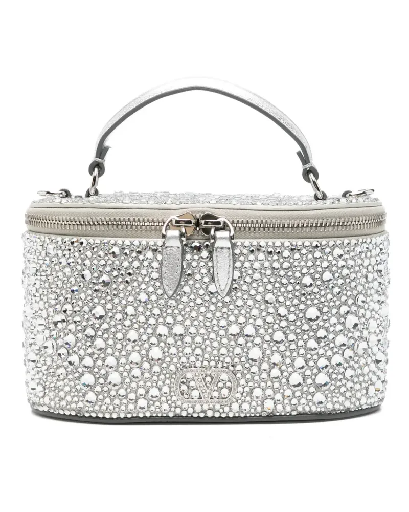 Valentino Garavani Mini-Tasche mit VLogo mit Kristallen - Silber Silber