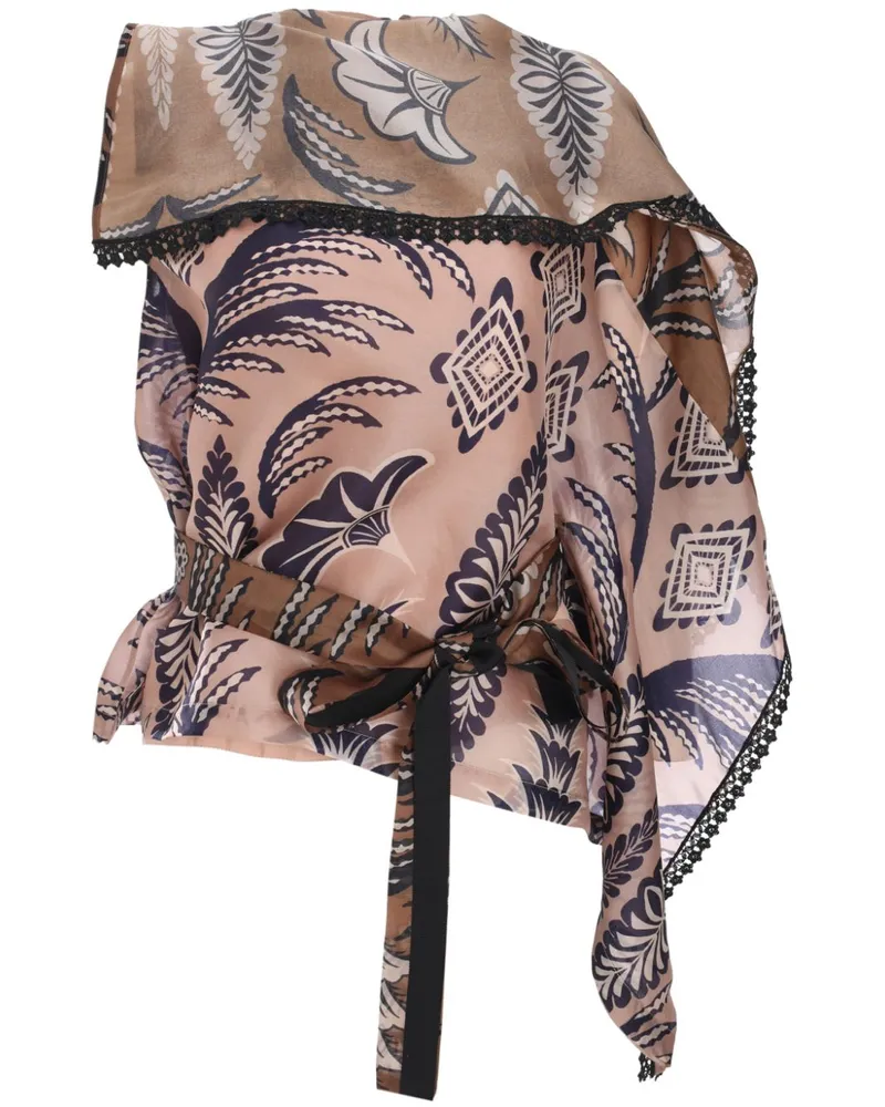 Biyan Organza-Bluse mit Print - Nude Nude