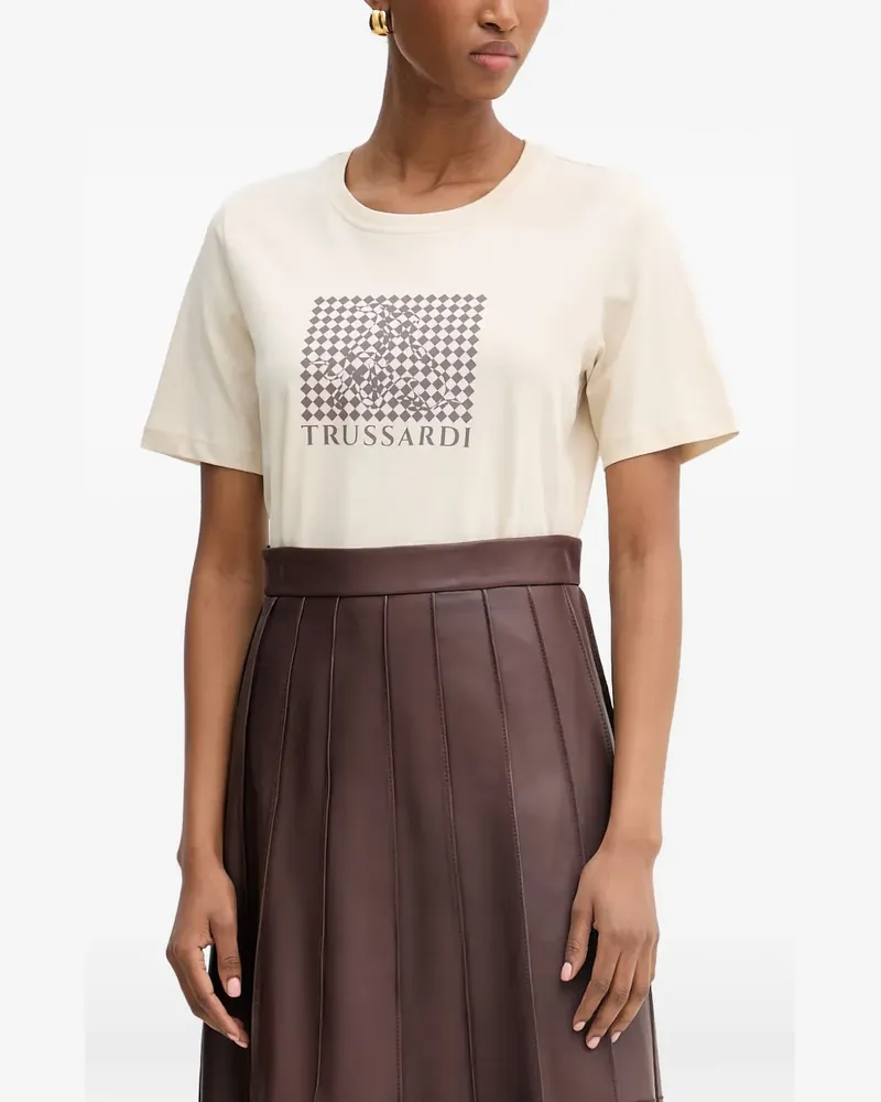 Trussardi logo-print T-shirt - Nude Nude