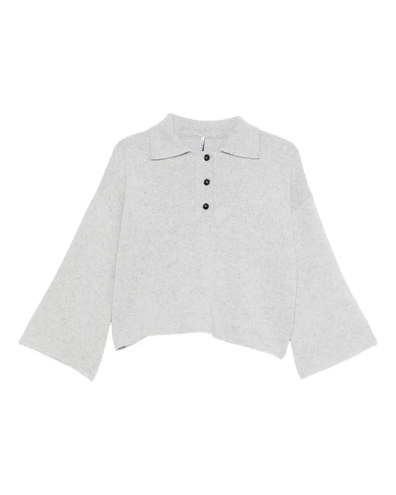 Liviana Conti Geripptes Poloshirt mit Knöpfen - Grau Grau