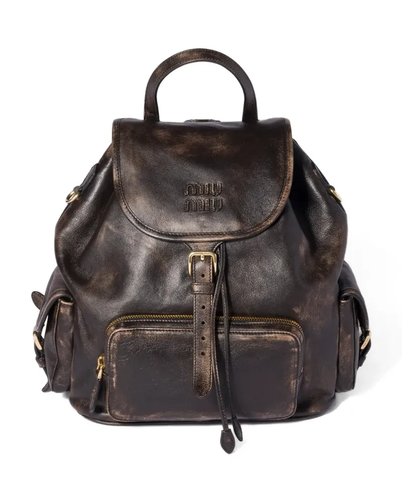 Miu Miu Großer Rucksack aus Leder - Braun Braun