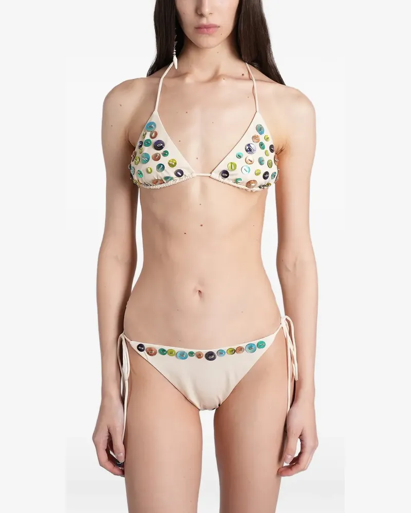 SIEDRES button-embellished bikini - Nude Nude