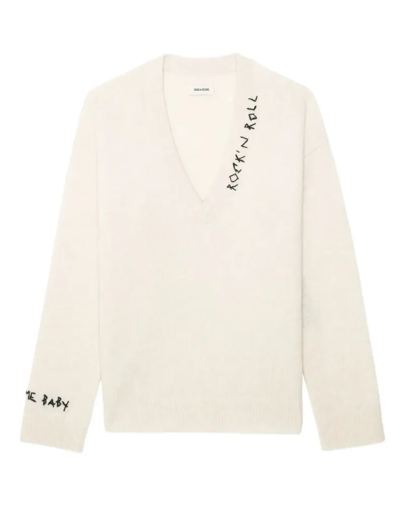 Zadig & Voltaire Mikyz Merinopullover mit Stickerei - Weiß Weiß