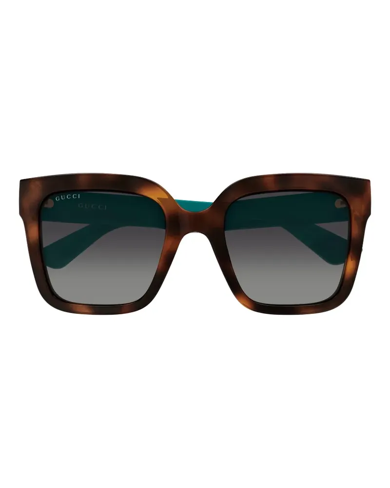 Gucci Eckige Sonnenbrille mit GG - Braun Braun