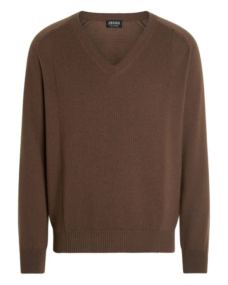 Ermenegildo Zegna Kaschmirpullover mit V-Ausschnitt - Braun Braun
