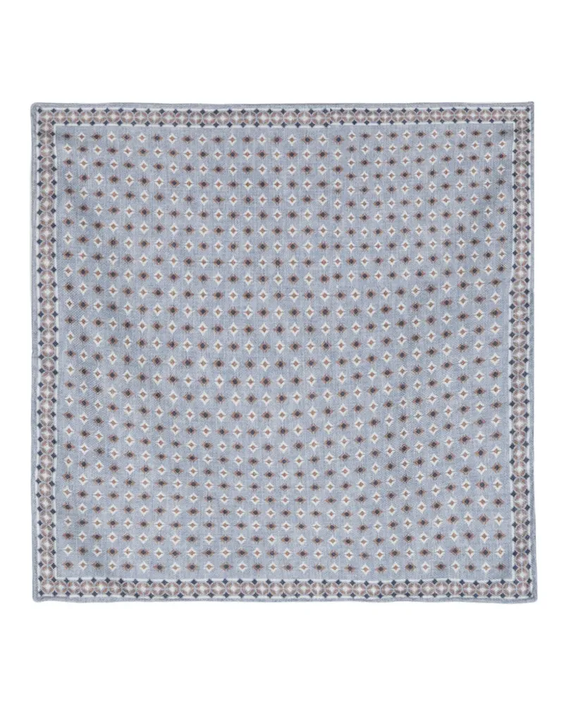 Brunello Cucinelli Einstecktuch aus Seide mit Print - Blau Blau
