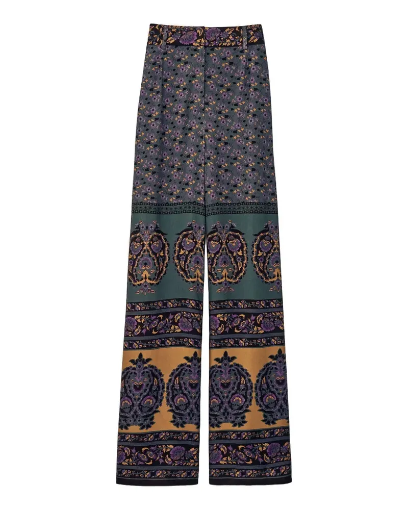 ba&sh Weite Brany Hose mit Blumenprint - Grau Grau