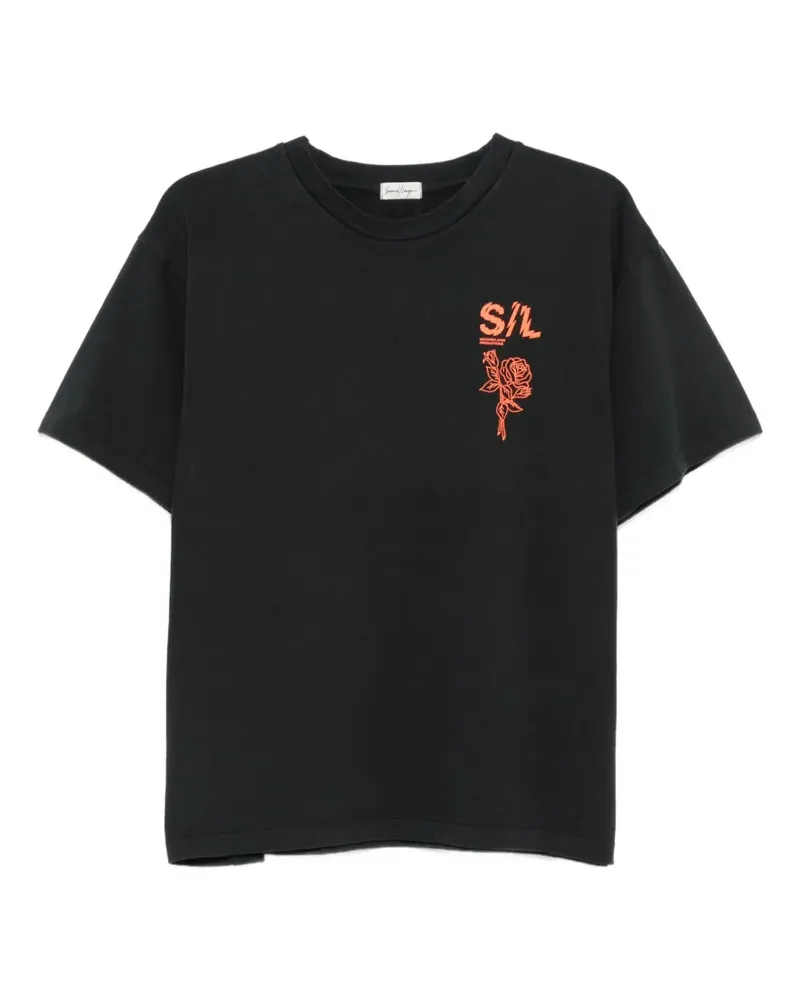 Second/Layer T-Shirt mit grafischem Print - Schwarz Schwarz