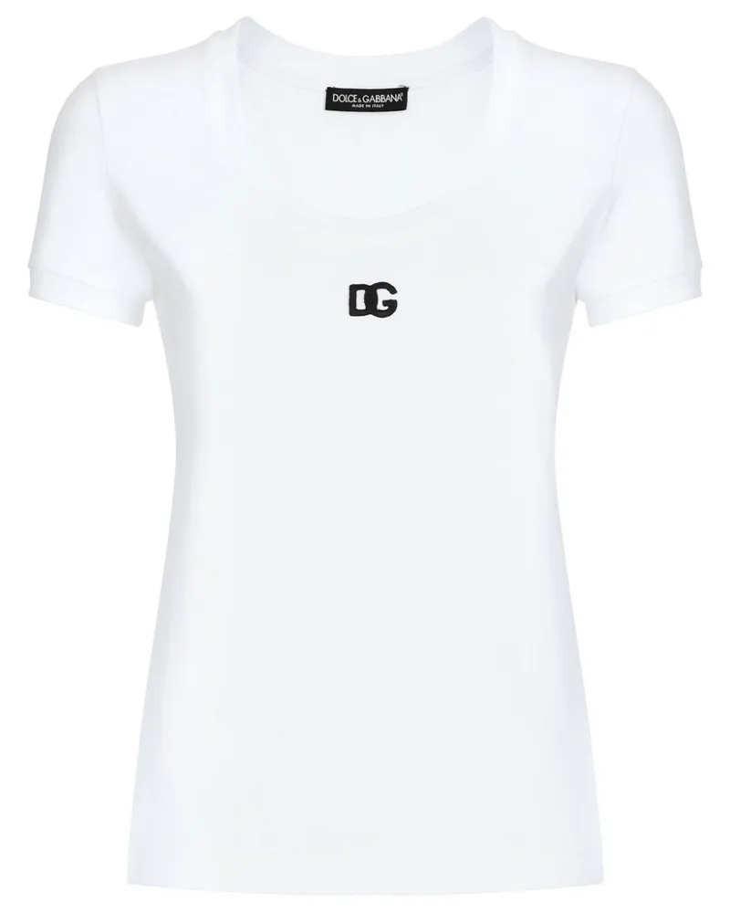 Dolce & Gabbana T-Shirt mit Logo-Stickerei - Weiß Weiß