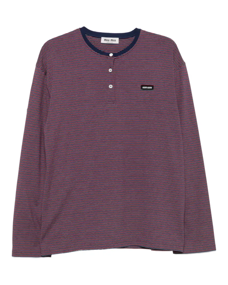 Miu Miu striped long-sleeve henley top - Rot Rot