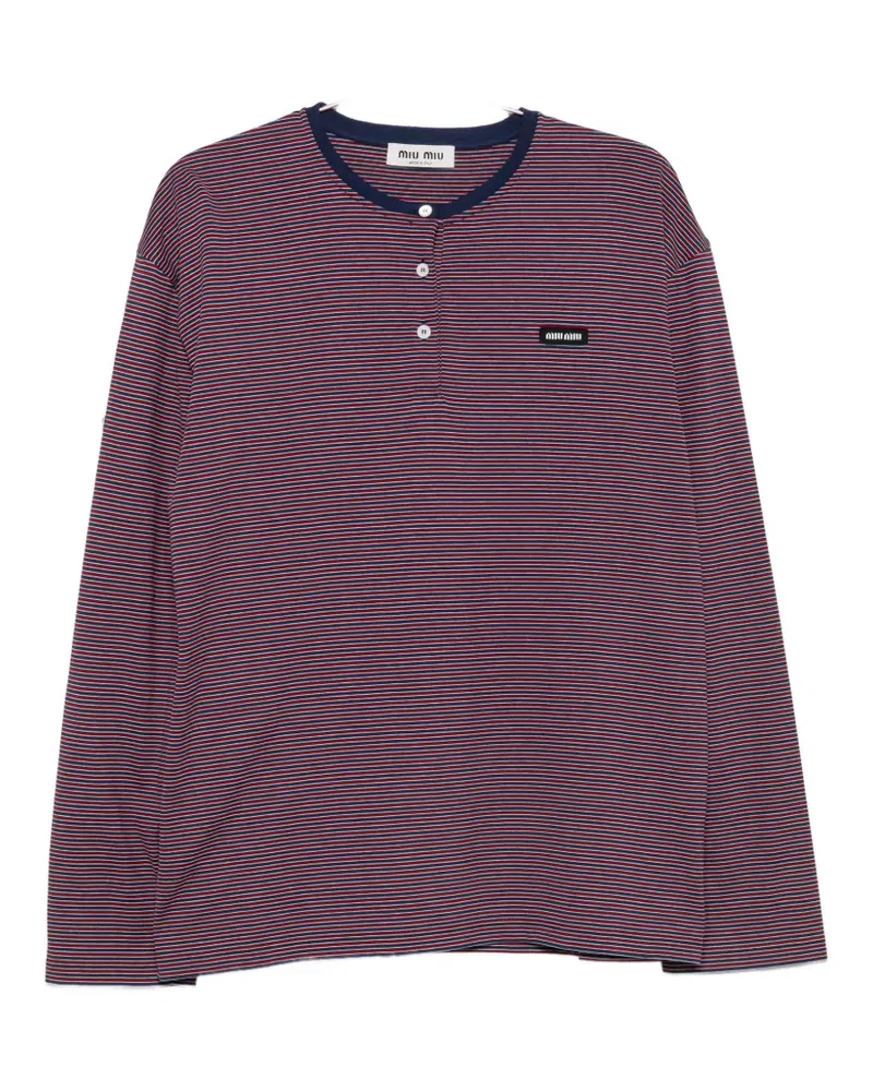 Miu Miu striped long-sleeve henley top - Rot Rot