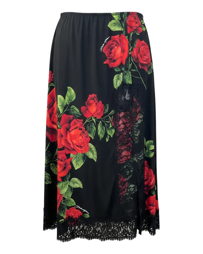 Dolce & Gabbana Rock mit Rosen-Print - Schwarz Schwarz
