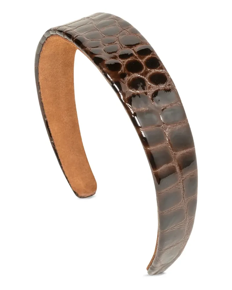 Jennifer Behr Cruz Haarreif mit Kroko-Prägung - Braun Braun