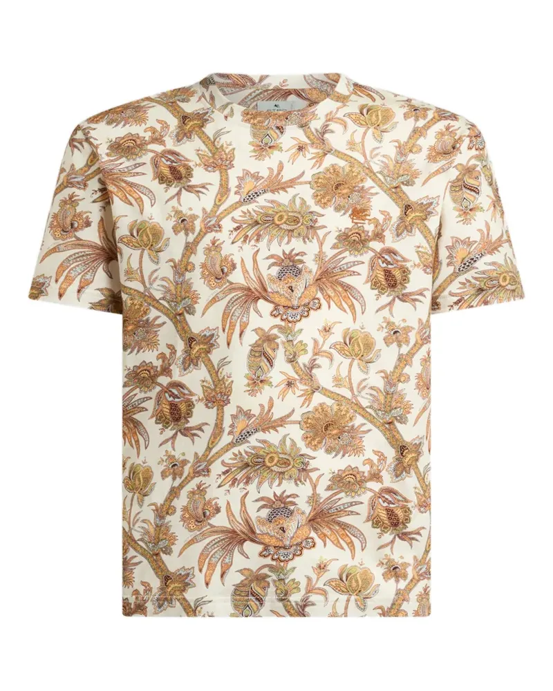 Etro cotton-jersey T-shirt with floral Paisley-motif - Nude Nude