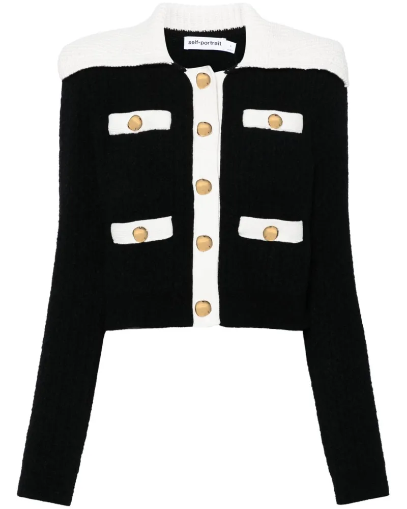 Self-Portrait Cardigan mit Kontrastdetails - Schwarz Schwarz