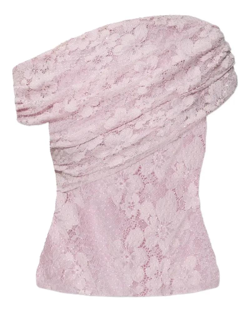 Self-Portrait laced draped top - Rosa Rosa