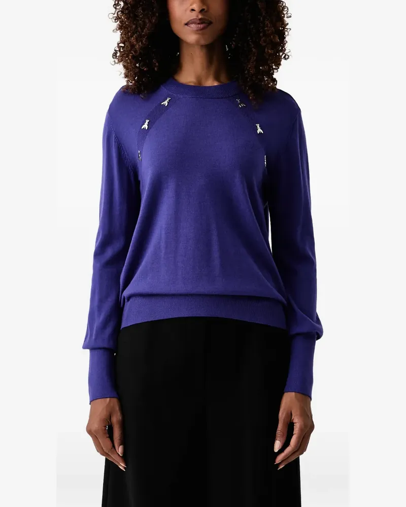 Patrizia Pepe fly-embellished ribbed-trim sweater - Violett Violett