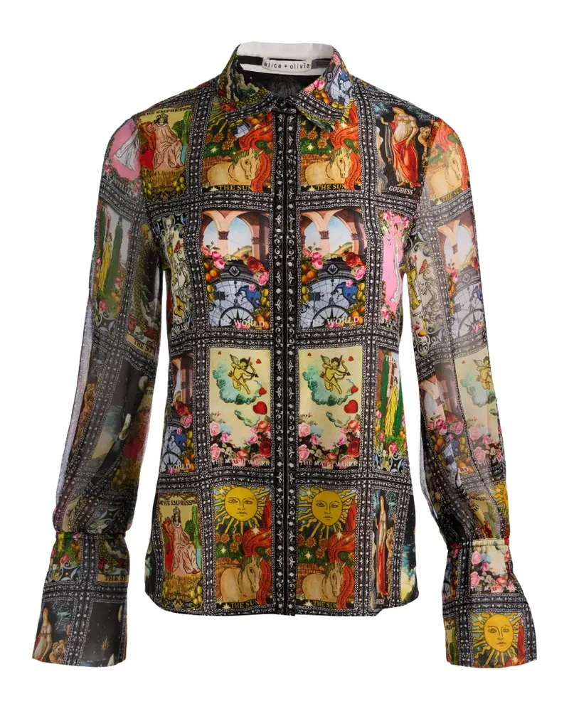 Alice + Olivia Wan Hemd mit geschlitzten Manschetten - Schwarz Schwarz